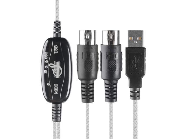 QIANRENON 5 Pin MIDI Music Editing Cable 1 in 1 Out MIDI to USB Adapter  Cable for Piano Keyboard to PC/Mac/Laptop Silver 2m