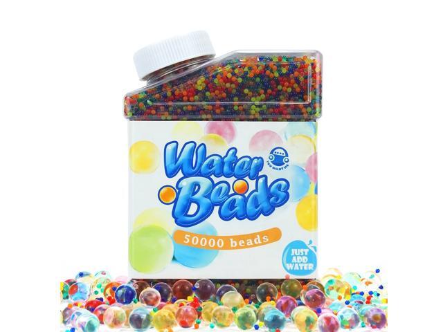 UWANTME Water Beads Pack (50000 Beads) Rainbow Mix Jelly Water Growing Balls for Kids Tactile Sensory Toys Vases Plants Wedding and Home Decoration