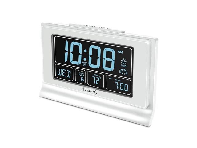 DreamSky Auto Set Digital Alarm Clock with USB Charging Port 66 Inches Large Screen with Time/Date/Temperature Display Full Range Brightness