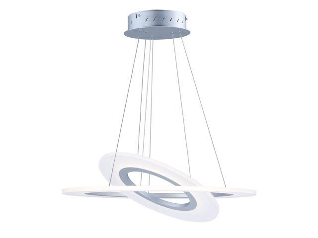 ET2 E22655-11MS Saturn II LED Suspended Horizontal Acrylic & Aluminum Ring Pendant Ceiling Lighting 2-Light 72 Watts 8'H x 24'W Matte Silver
