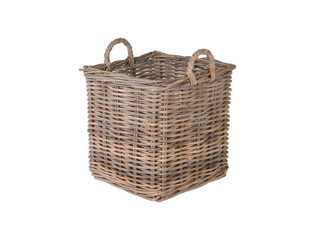 Kouboo Kobo Square Rattan Decorative Storage Basket and Planter Medium Size Gray