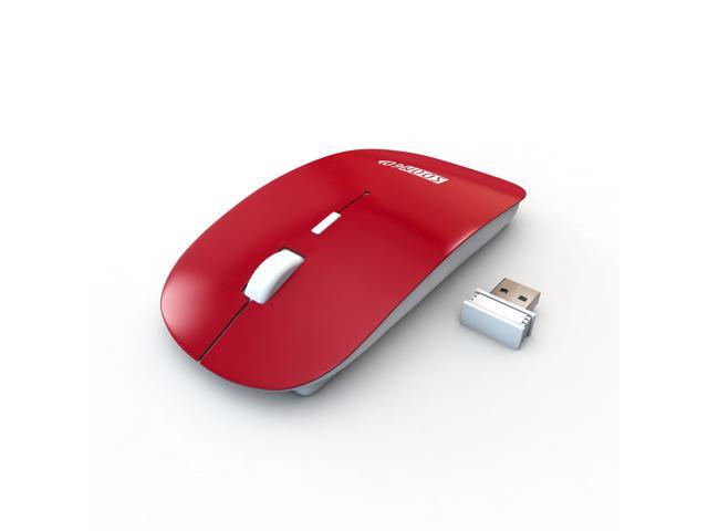 Slim Wireless Computer Mouse for Laptop Optical Ergonomic USB Mice Silent 24G Cordless Mice for Laptop Notebook PC red Color by SOONGO