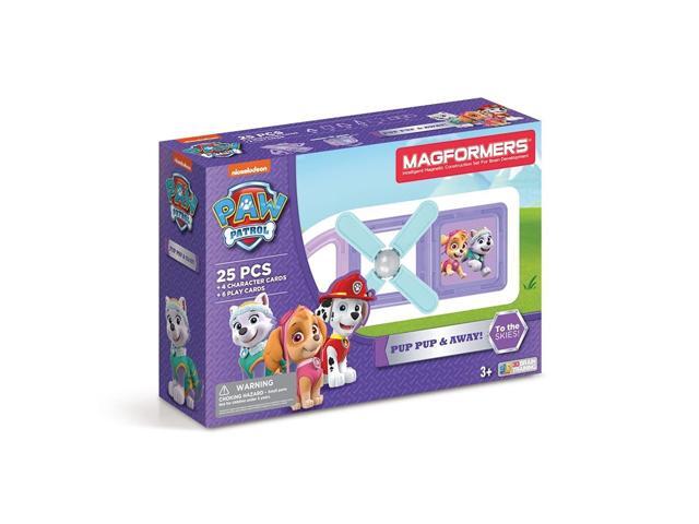 Magformers Paw Patrol 25 Pieces Pup Pup & Away Set Pink and Purple colors Educational Magnetic Geometric shapes tiles Building STEM Toy Set Ages 3+