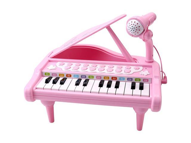 Amy & Benton Toddler Piano Toy Keyboard Pink for Girls Birthday Gift 1 2 3 4 Years Old Kids 24 Keys Multifunctional Toy Piano