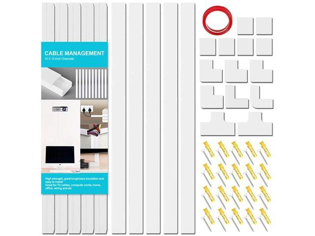 Cable Management On-Wall Cord Hider - Cord Organizer Raceway Kit - 150 inch Raceway Channels to Hide and Conceal Cables Cords and Wires for TV