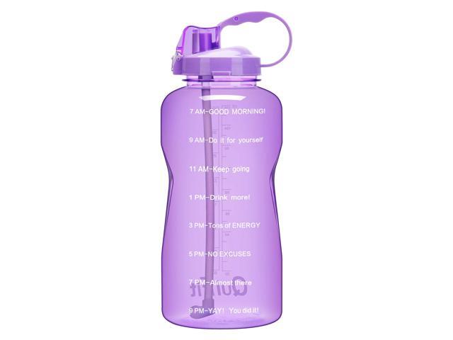 QuiFit Gallon Motivational Water Bottle - with Straw & Time Marker BPA Free Reusable Large Leakproof Portable Water Jug for Fitness Camping Outdoor