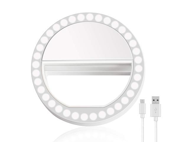 Selfie Ring Light XINBAOHONG Rechargeable Portable Clip-on Selfie Fill Light with 36 LED for Smart Phone Photography Camera Video Girl Makes up