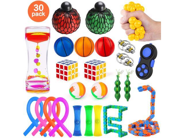 MIBOTE 30 Pack Fidget Toys Set Sensory Toys Bundle for Kids/Adults Stress Relief and Anti-Anxiety Hand Toys Liquid Motion Timer Fidget Pad