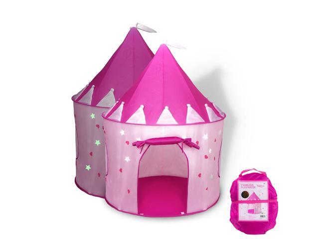 FoxPrint Princess Castle Play Tent with Glow in The Dark Stars Conveniently Folds in to A Carrying Case Your Kids Will Enjoy This Foldable Pop Up