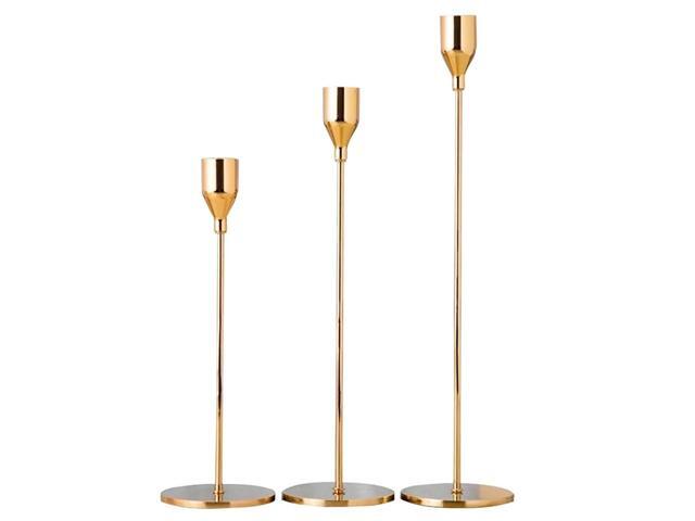 Nuptio Taper Candle Holders for Table for Tapered Candles Skinny Candlesticks Long Candlesticks Candle Holders Set of 3 for Wedding Dinning