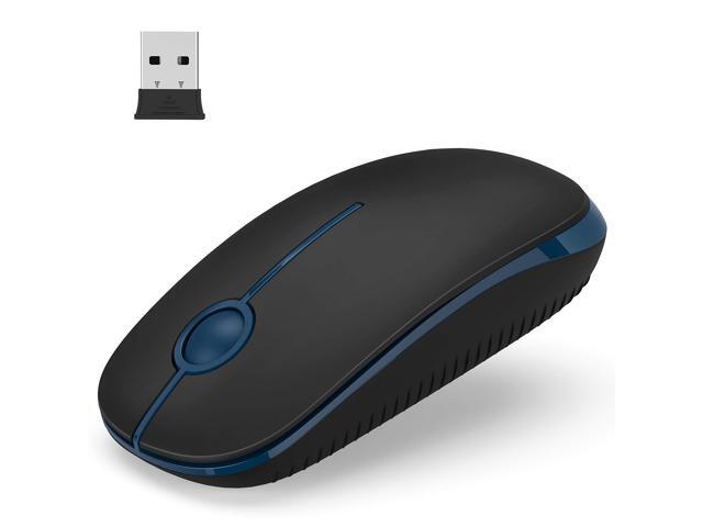 Wireless Mouse Vssoplor 24G Slim Portable Computer Mice with Nano Receiver for Notebook PC Laptop Computer-Black and Sapphire Blue