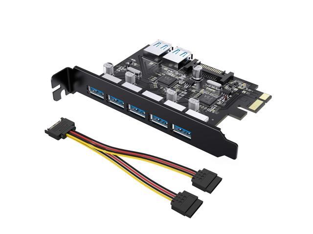 Tiergrade Superspeed 7 Ports PCI-E to USB 30 Expasion Card with 15-Pin SATA Power Connector - PCI Express(PCIe) Expansion Card USB Card for