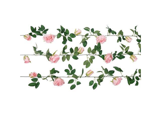 UArtlines 3PCS Total 197Ft Artificial Rose Vine Silk Flower Garland Fake Hanging Plants for Indoor Outdoor Home Wedding Arch Garden Wall