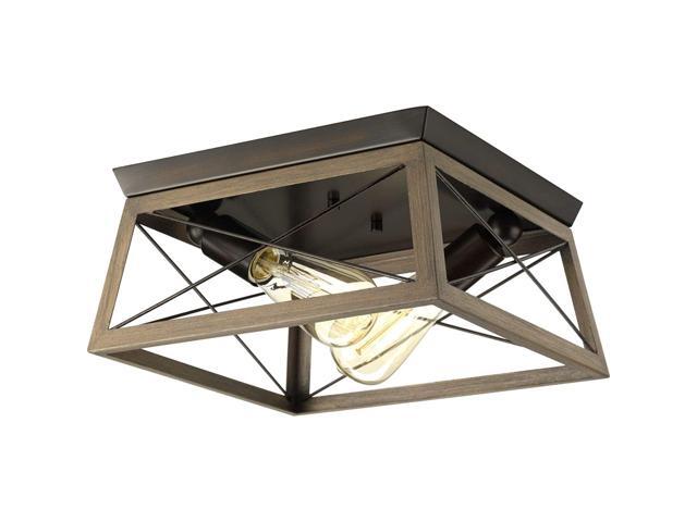Briarwood Collection Antique Bronze Two-Light Farmhouse Flush Mount Ceiling Light