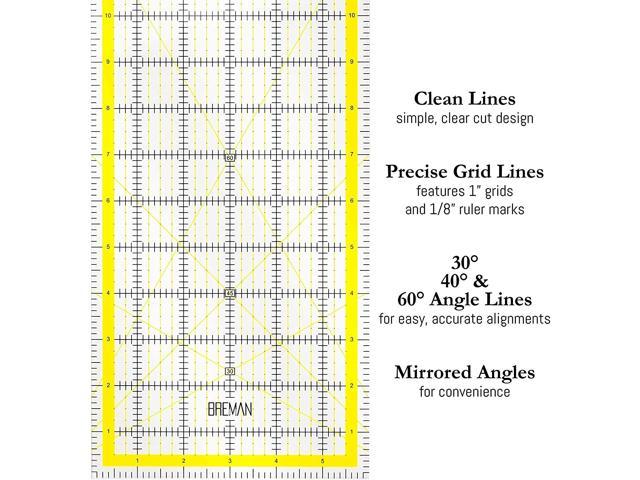 Breman Precision Clear Quilting Ruler - 6x24 inch Clear Ruler - Clear Acrylic Ruler for Cutting Fabric - Clear Rulers Grids for Precision