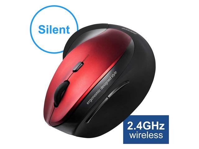SANWA (Japan Brand) Vertical 24GHz Wireless Mouse Silent Noiseless Click Blue LED Ergonomic Computer Mice 5 Levels Adjustable DPI Compatible