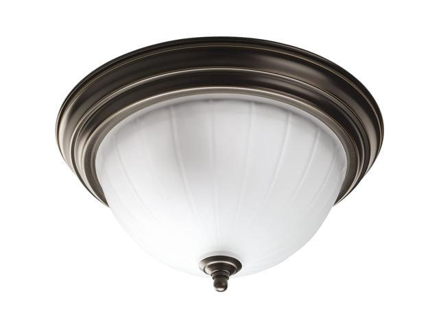 Progress Lighting P3817-20 2-Light Close-To-Ceiling with Etched Ribbed Glass Antique Bronze