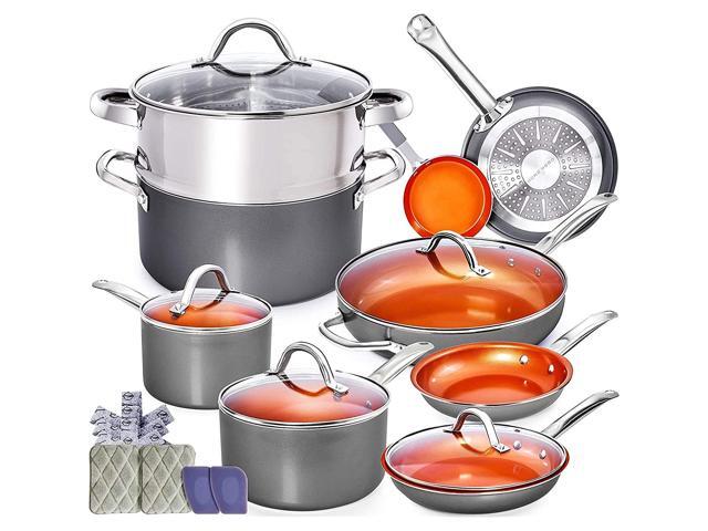 Copper Pots and Pans Set - 13pc Copper Cookware Set Copper Pan Set Ceramic Cookware Set Ceramic Pots and Pans Set Induction Cookware Sets Pot and