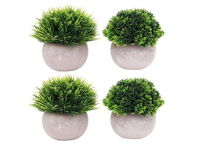 UltraOutlet 4 Packs Small Artificial Plants in Pot Mini Faked Potted Plants Decorative Faux Plants Centerpiece Topiary Shrubs for Office Bathroom