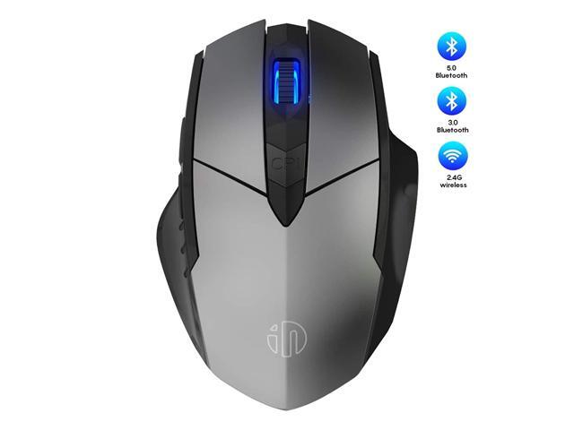Bluetooth Mouse Inphic Multi-Device Silent Rechargeable Bluetooth Wireless Mouse (Tri-Mode: BT 50/30+24G) 1600DPI Ergonomic Portable Mouse for