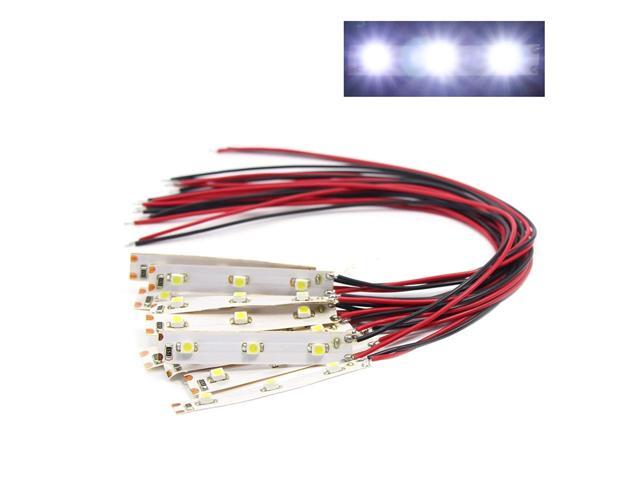 DD01W 10pcs Pre Wired White Strip Led Light Self-Adhesive Flexible 3528 SMD LED12V ~ 18V