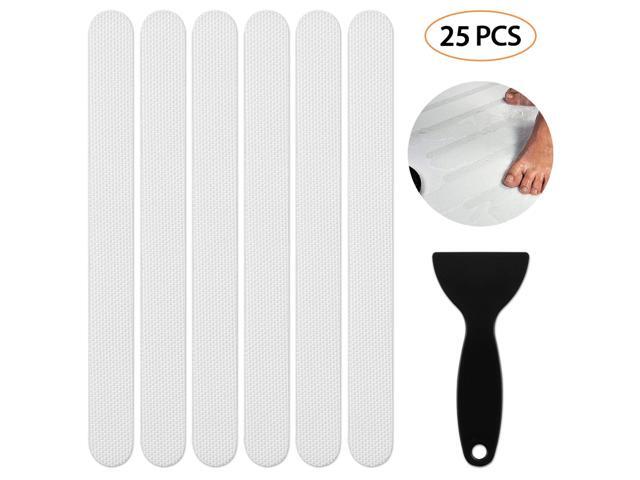 Houmaxs Bathtub Stickers Non-Slip Showers Strips for Safety Bathroom Tubs 25 PCS PEVA Anti-Slip Shower Treads and Adhesive Decals Scraper for