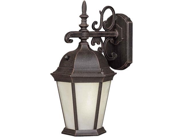 Forte Lighting 17013-01-28 Exterior Wall Light with Frosted Seeded Glass Shades Painted Rust