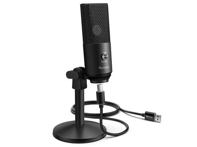 Fifine Podcast Microphone USB with Headphone Monitoring 35mm Jack and Pluggable USB Connectivity Cable for Computer PC Mac/Windows Recording Voice