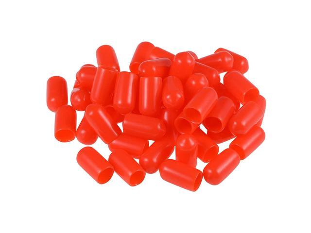 uxcell 50pcs Rubber End Caps 65mm ID Vinyl Round Tube Bolt Cap Cover Thread Protectors Red