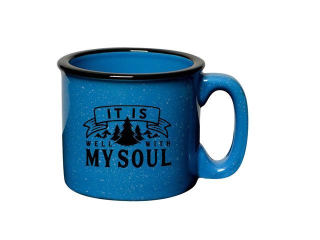 Coffee Tea Soup Ceramic Mug It is well with my soul 15 ounce Designer Mug with Inspiring Sentiment Dishwasher and Microwave Safe