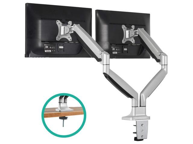 EleTab Dual Monitor Mount Stand Full Motion Swivel Gas Spring LCD Arm Fits for 2 Computer Screens 13 to 32 inches - Each Arm Holds up to 198 lbs