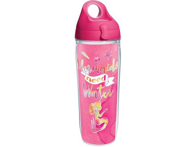 Tervis Mermaids Need Water Tumbler with Wrap and Passion Pink Lid 24oz Water Bottle Clear