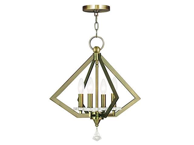Livex Lighting 50664-01 Diamond 4-Light Chandelier Antique Brass