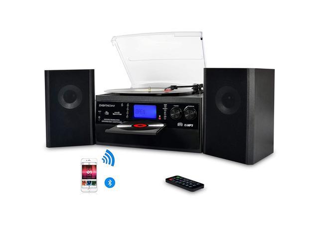 DIGITNOW Bluetooth Record Player Turntable with Stereo Speaker LP Vinyl to MP3 Converter with CD Cassette Radio Aux in and USB / SD Encoding