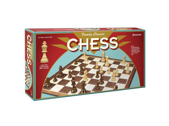 Family Classics Chess by Pressman - with Folding Board and Full Size Chess Pieces