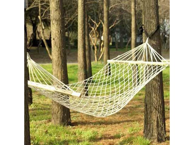 Hammock Cotton Solid Wood Spreader Outdoor Patio Yard Garden Hanging Swing Bed