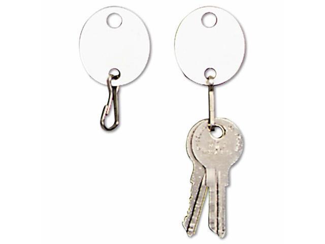 SteelMaster Oval Snap-Hook Key Tags Plastic 1 1/8 x 1 1/4 White 20/Pack
