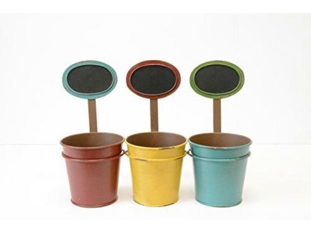 Darice Triple Metal Planter with Blackboard Labels 1 Piece Assorted