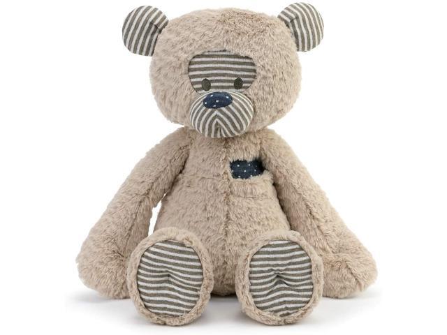 DEMDACO Cuddly Baby Bear Soft Brown Stripe 16 inch Plush Fabric Stuffed Figure