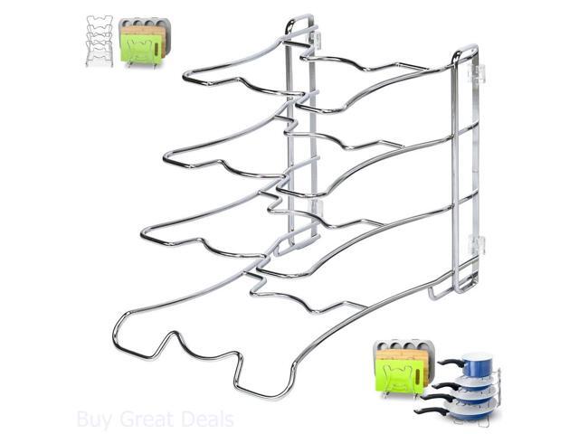2 Pack - SimpleHouseware Kitchen Pan And Pot Lid Organizer Rack Chrome