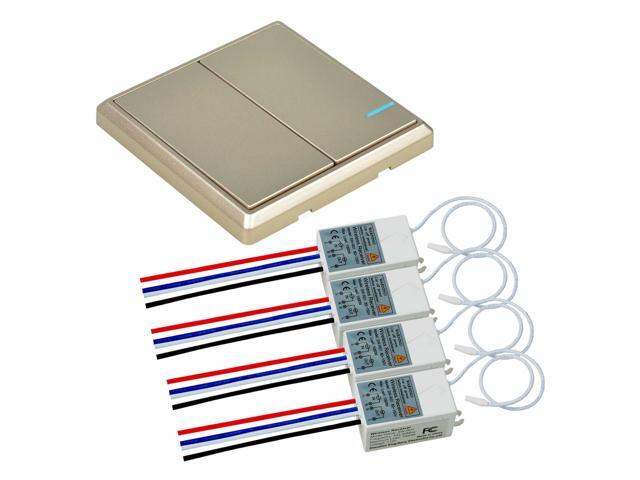 2 Way Wireless Switch with 4 110V Transmitter Receiver Controller Remote Control