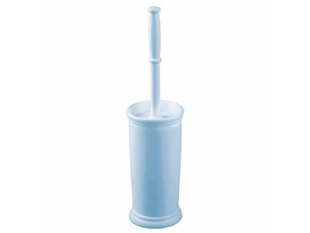 Freestanding Plastic Toilet Bowl Brush with Holder Deep Cleaning Light Blue New
