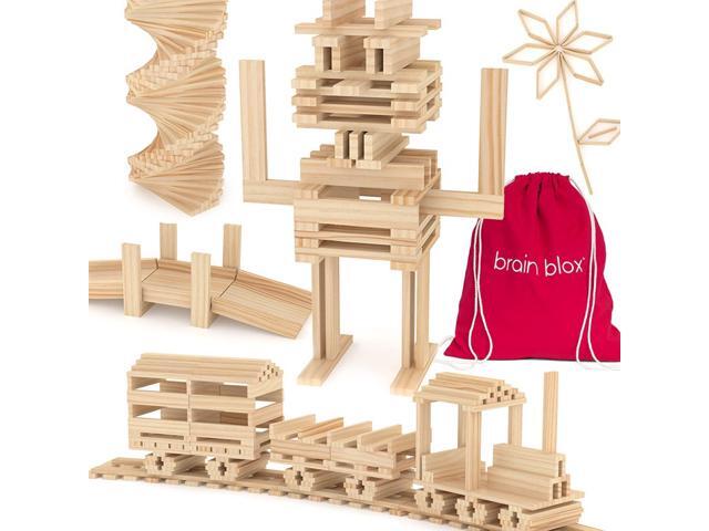 Brain Blox Wooden Building Blocks for Kids - Building Planks Set STEM Toys for
