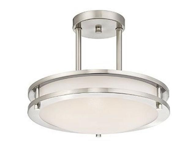 Light Blue LED Semi Flush Mount Ceiling Fixture Antique Brushed Nickel Finish
