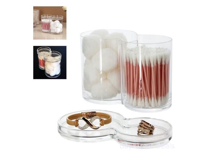 Acrylic Bathroom Storage Trays Large Premium Plastic Cotton Ball And Swab Holder