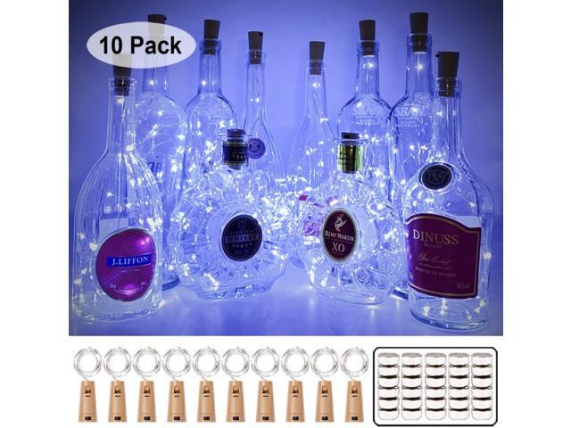 MUMUXI 10 Pack 20 LED Wine Bottle Lights with Cork 33ft Silver Wire Cork Light