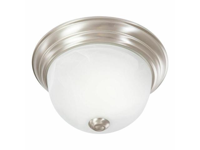 Satin Nickel 10' Flush Mount Ceiling Light w/ Alabaster Glass Shade 3 Pack
