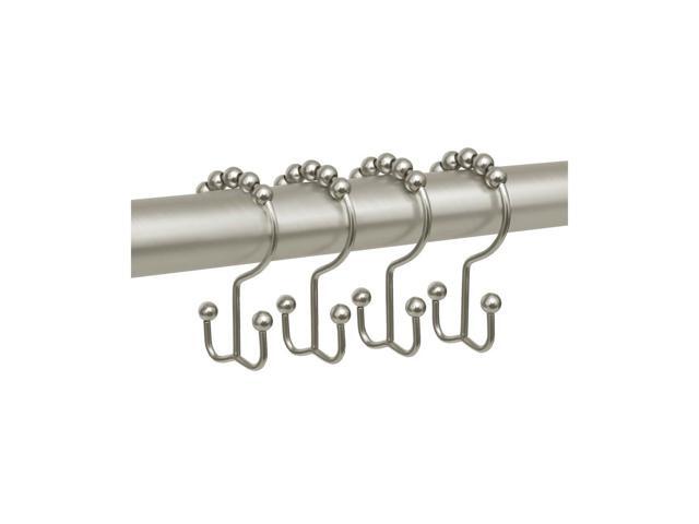 Maytex Curtain Rings Rust-Resistant Metal Double Roller Glide Hooks for Bath