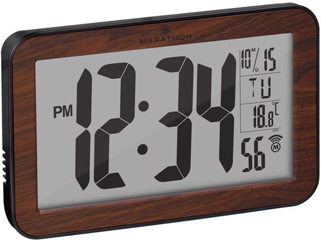 Marathon Commercial Grade Panoramic Autoset Atomic Digital Wall Clock with Table