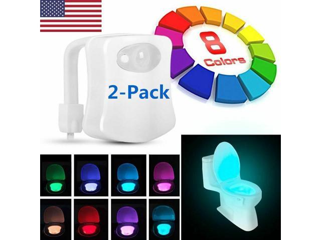 2-Pack: Toilet Night Light 8-Color LED Automatic Motion Sensing Seat Bowl USA